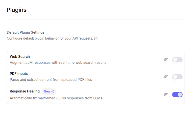 OpenRouter Plugin Settings